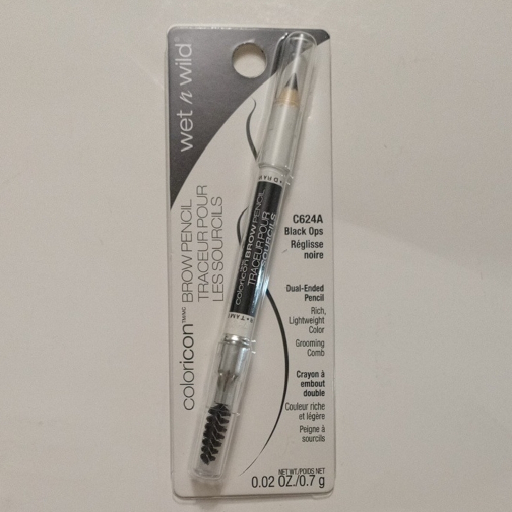 Wet n Wild Color Icon Dual Ended Brow Pencil With Spoolie Black Ops Net Wt 0.7g